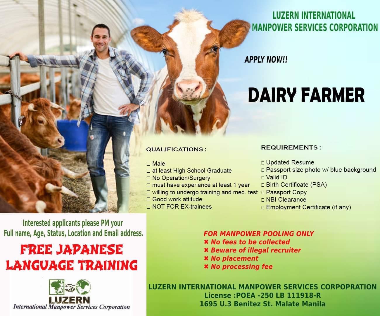 Hiring Dairy Farmers under Luzern International Manpower Services