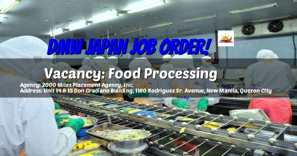 DMW Job Order Food Processing under 2000 Miles Placement Agency, Inc.