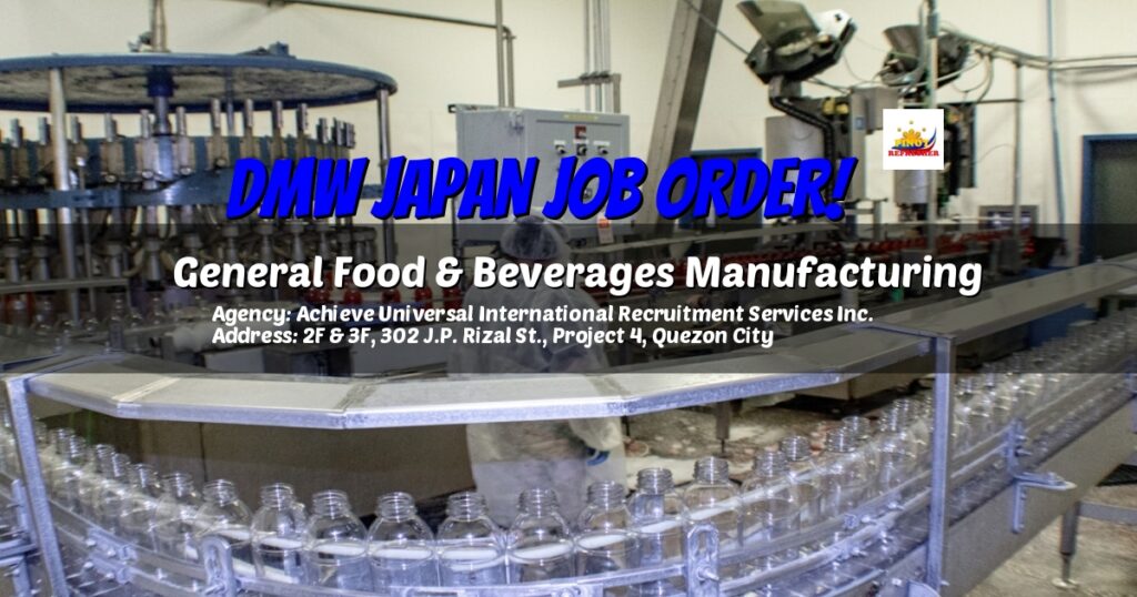 DMW Job Order General Food and Beverages Manufacturing under Achieve