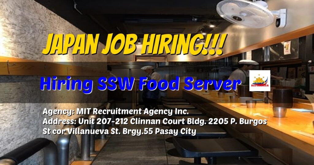 Hiring SSW Food Server for Shinkikaku Co. Ltd.