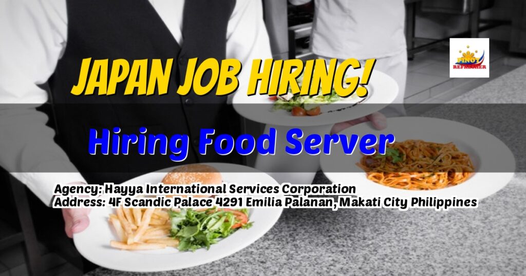 Hiring Food Server for Spaghetti Yokoi Co. Ltd.
