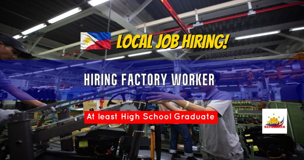 Local Job Hiring Factory Worker Quezon City for GGAT Leasing Corp