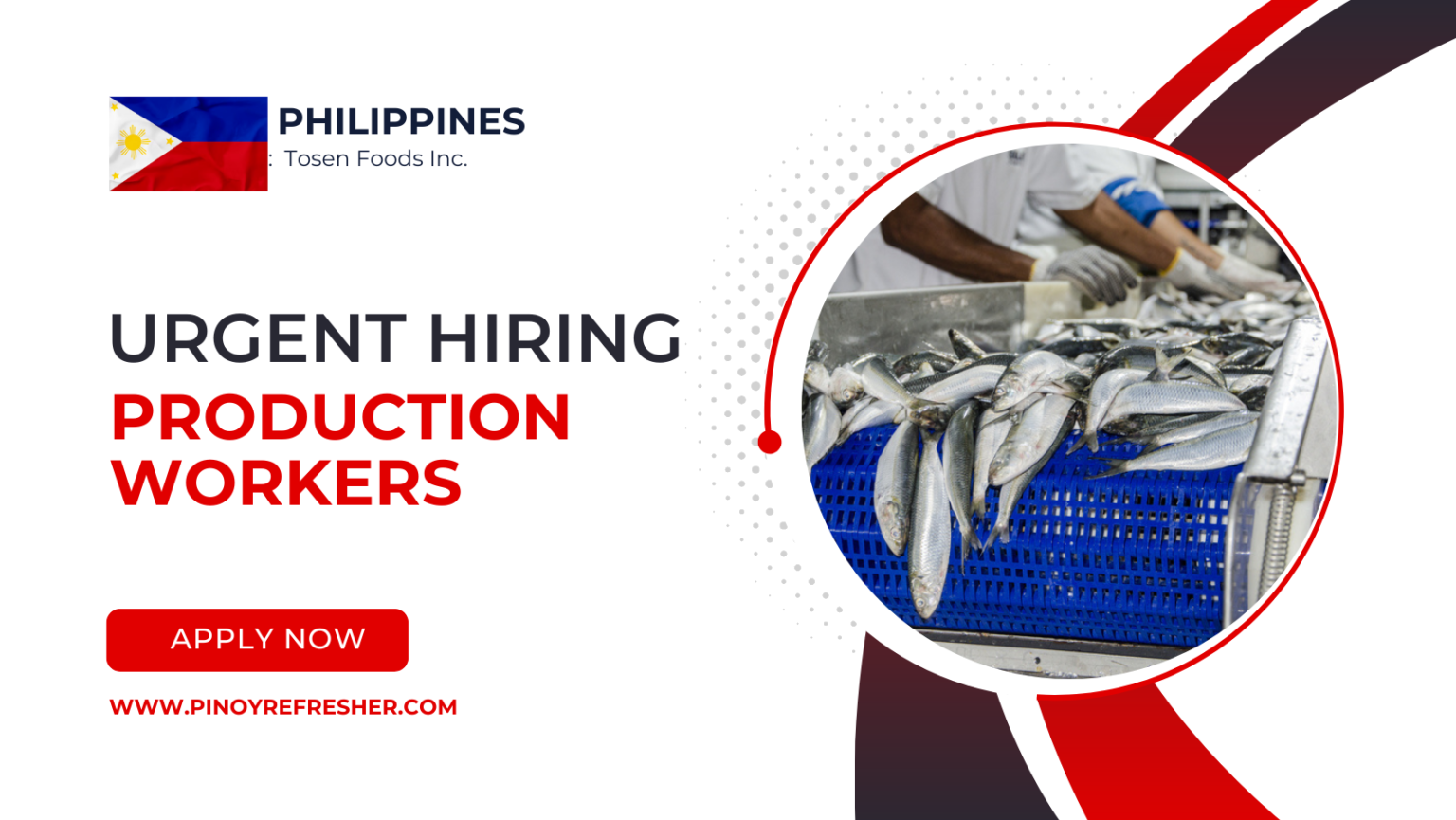 Local Job Hiring: Factory Worker for Tosen Foods Inc.
