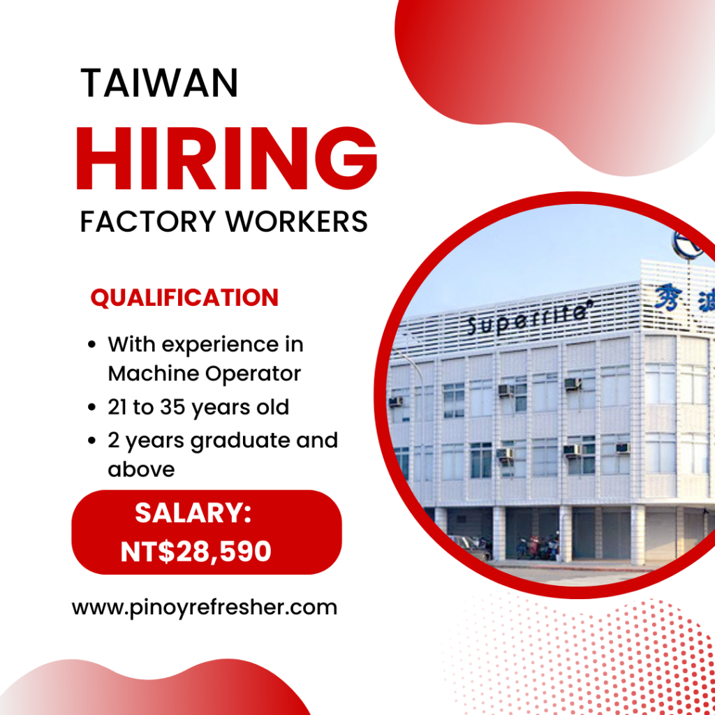 Taiwan Hiring Factory Workers for Superrite Electronics Co., Ltd.