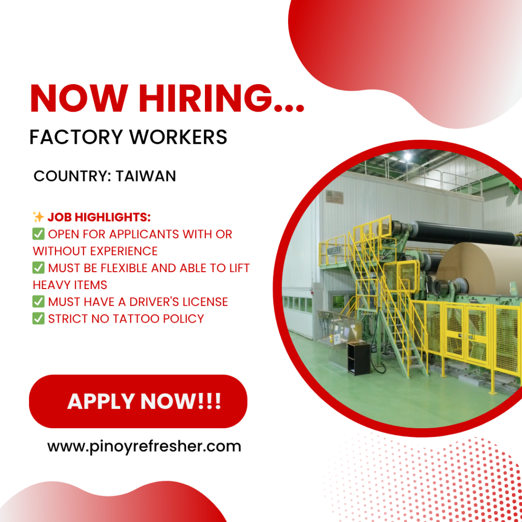 Taiwan Hiring Engineer under JS Contractor Inc.