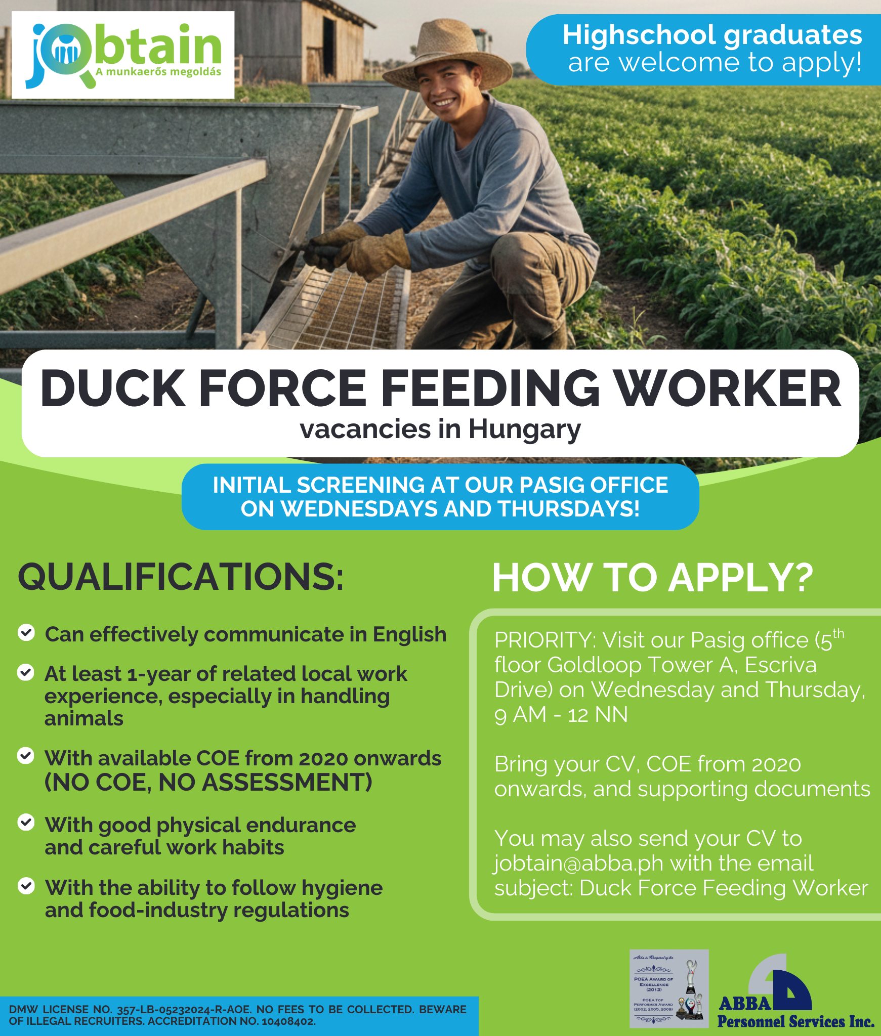 Fodder Worker Hungary Now Hiring Duck Force Feeding Workers – Apply Now