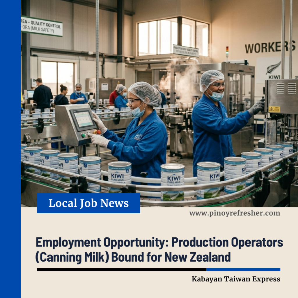 Employment Opportunity: Production Operators (Canning Milk) Bound for ...